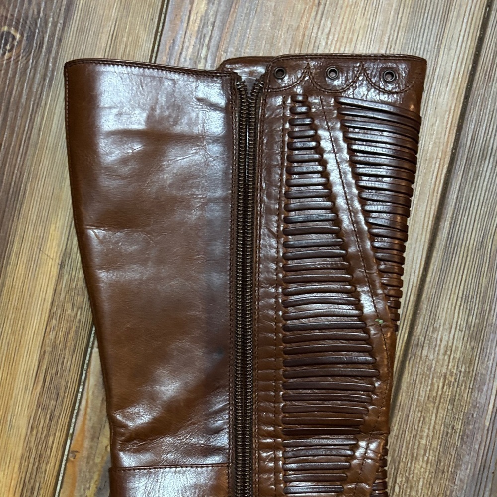Via Spiga Brown Leather Heeled Boots with woven details size 9 - Picture 8 of 11